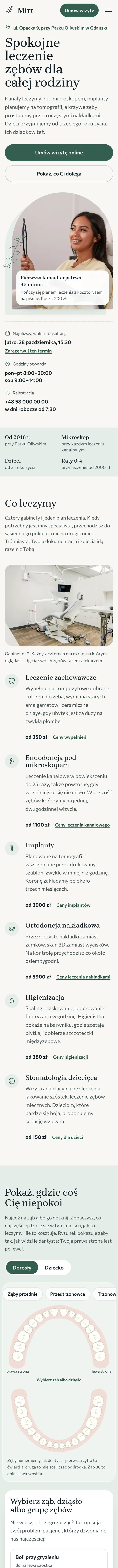 Mirt, stomatologia rodzinna na telefonie